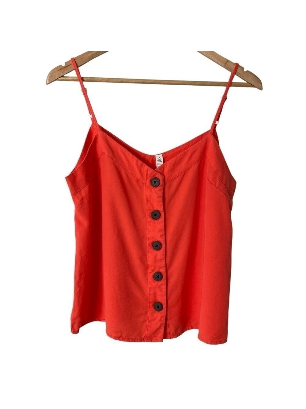Ripzone Button Front Tank Womens M Orange V-Neck Short Cropped Top Summer Shirt